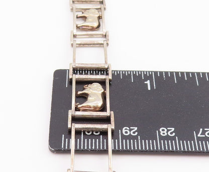 925 Sterling Silver Vintage Bracelet Good Luck Elephant Figural Link  BT11630