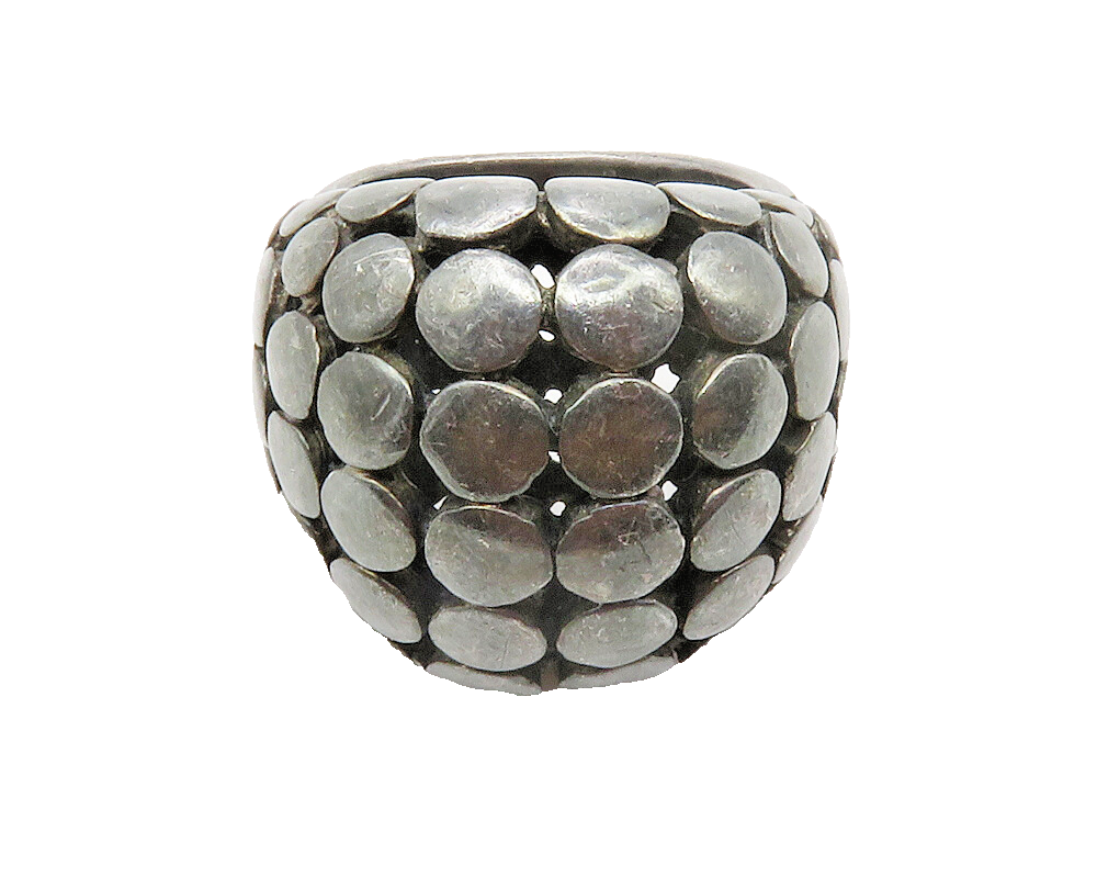 925 Sterling Silver  Vintage Circle Pattern Dark Tone Band Ring Sz 7  RG13820