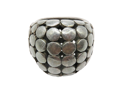 925 Sterling Silver  Vintage Circle Pattern Dark Tone Band Ring Sz 7  RG13820