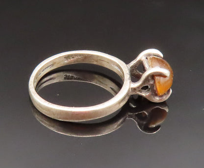 925 Sterling Silver  Vintage Prong Set Tiger's Eye Ring Sz 4.5  RG25204