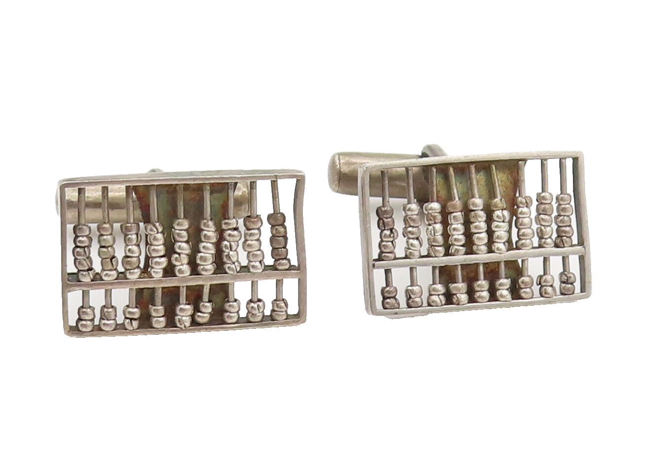 925 Sterling Silver  Vintage Mini 3D Movable beads Abacus Cuff Links  TR3519