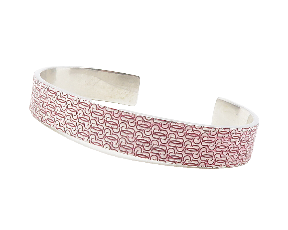 GUESS ITALY 925 Sterling Silver  Shiny Monogram Logo Cuff Bracelet  BT4778