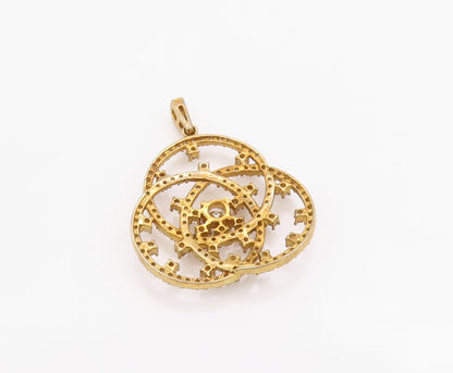 925 Sterling Silver Vintage Pendant Gold Plated Round CZ Trilogy Knot  PT24906