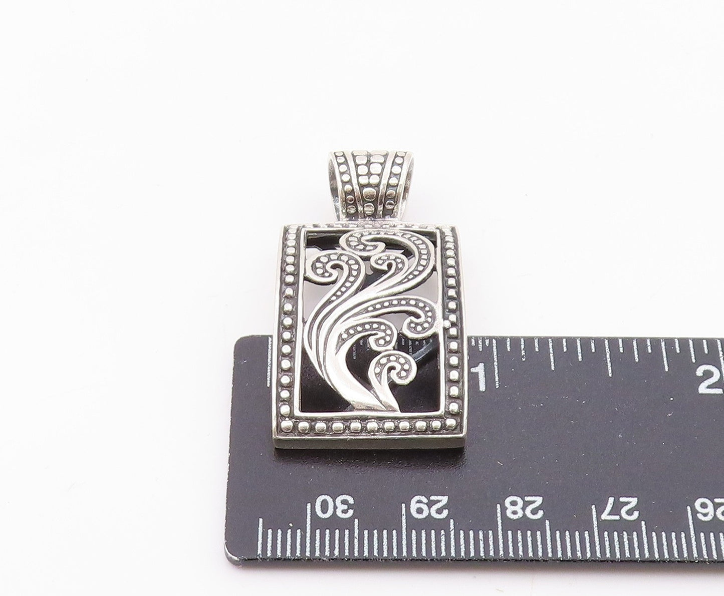 SILPADA 925 Silver  Vintage Shiny Swirl Square Bordered Pendant  PT19566