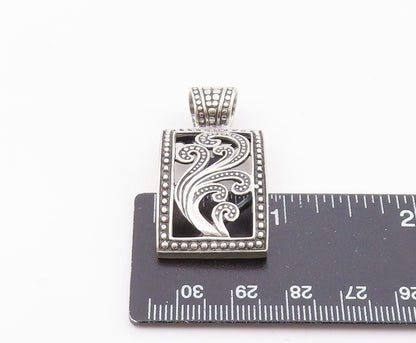 SILPADA 925 Silver  Vintage Shiny Swirl Square Bordered Pendant  PT19566