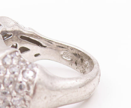 925 Sterling Silver Vintage Ring Sparkling CZ Encrusted Band  Sz 7.5  RG33538
