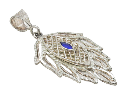 925 Sterling Silver  Vintage Enamel Detail Cutout Floral Leaf Pendant  PT9233
