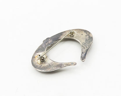 MWS 925 Sterling Silver  Vintage Dark Tone Smooth Brooch Pin  BP7287