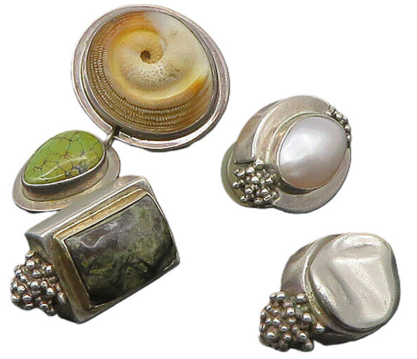 DESIGNER 925 Silver  Vintage Pearl & Jasper Lot Single Earrings  EG11386