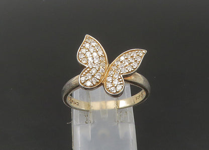 925 Sterling Silver  Vintage Shiny Topaz Butterfly Band Ring Sz 8  RG22519