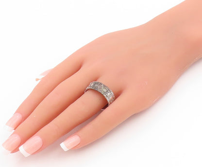 925 Sterling Silver Vintage Ring Star of David Patterned Band  Sz 9.5  RG34710