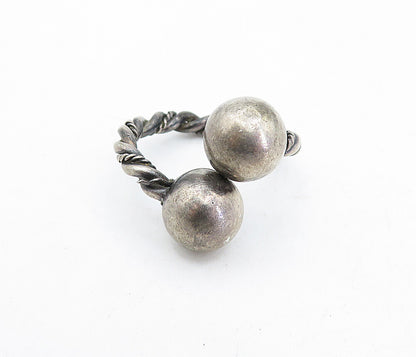 925 Sterling Silver  Vintage Dark Tone Twist Bypass Band Ring Sz 5  RG4544
