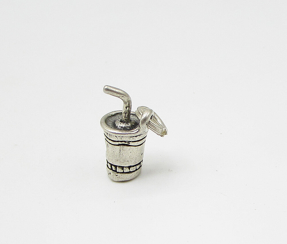 925 Sterling Silver  Vintage Cold Beverage Charm Pendant  PT1899
