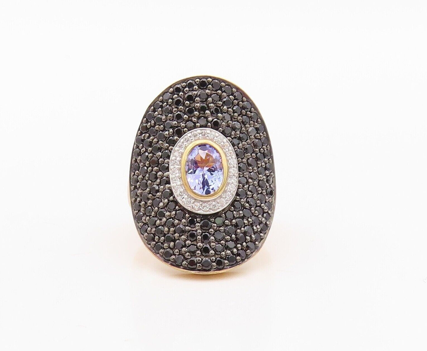 925 Sterling Silver Vintage Ring Gold Plated Large Topaz & Spinel  Sz 6  RG29967