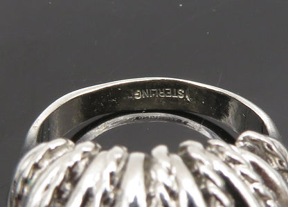 925 Sterling Silver  Vintage Shiny Fluted Twist Dome Band Ring Sz 9  RG22780