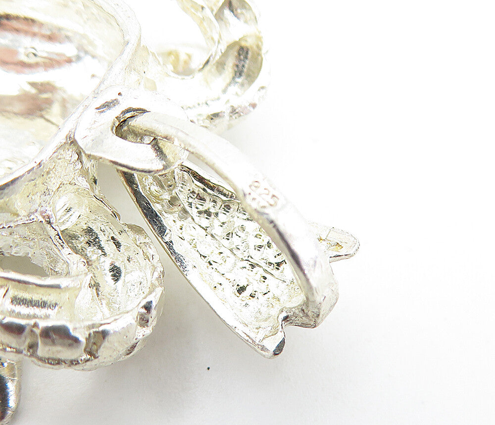 925 Sterling Silver  Vintage Shiny Sculpted Ram's Head Drop Pendant  PT4527