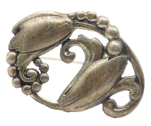 925 Sterling Silver  Vintage Dark Tone Floral Swirl Design Brooch Pin  BP5710