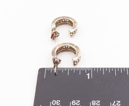 925 Sterling Silver Vintage Earrings  XOXO Hugs & Kisses Cut Out Hoops  EG13752