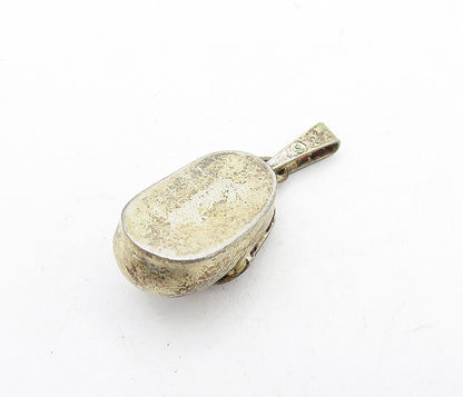 925 Sterling Silver  Vintage Petite Dark Tone Ribbon Shoe Motif Pendant PT3935