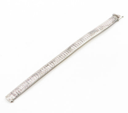 925 Sterling Silver  Vintage Shiny Etched Panel Chain Bracelet  BT6191