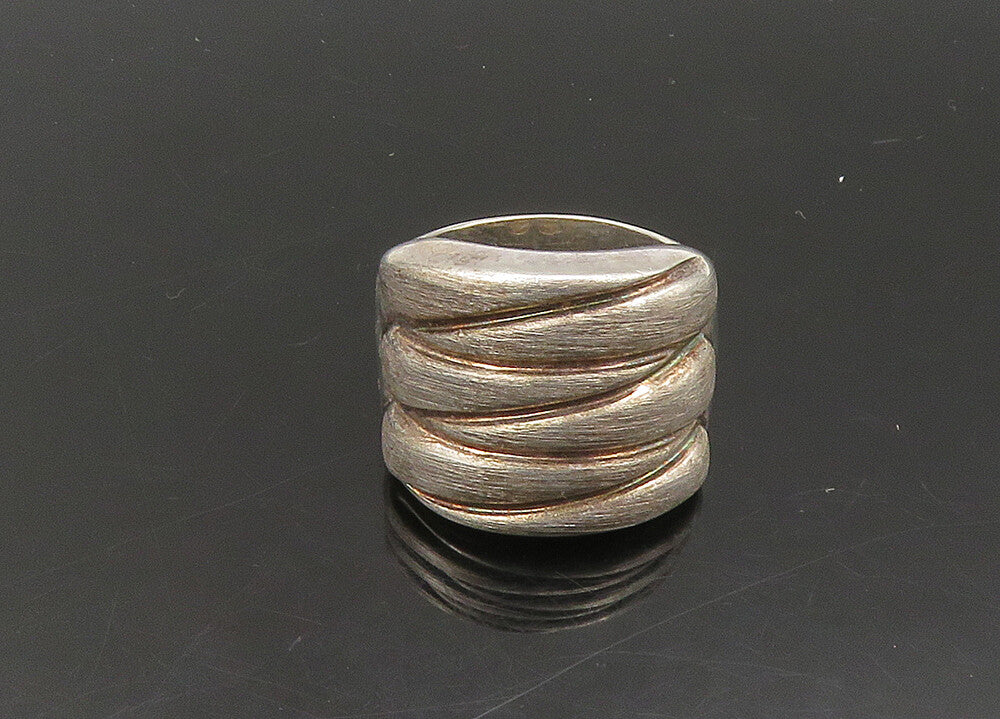 925 Sterling Silver  Vintage Fluted Square Design Band Ring Sz 6  RG23198