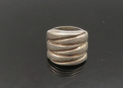 925 Sterling Silver  Vintage Fluted Square Design Band Ring Sz 6  RG23198