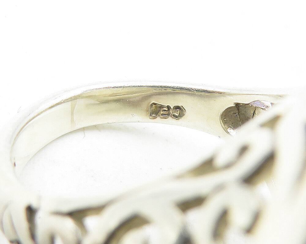 925 Sterling Silver  Vintage Shiny Hammered Dome Cocktail Ring Sz 7  RG12033