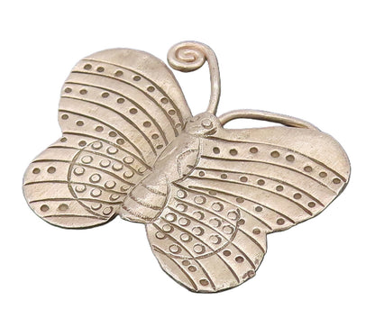 925 Sterling Silver  Vintage Carved Lines & Dotted Butterfly Pendant PT22141