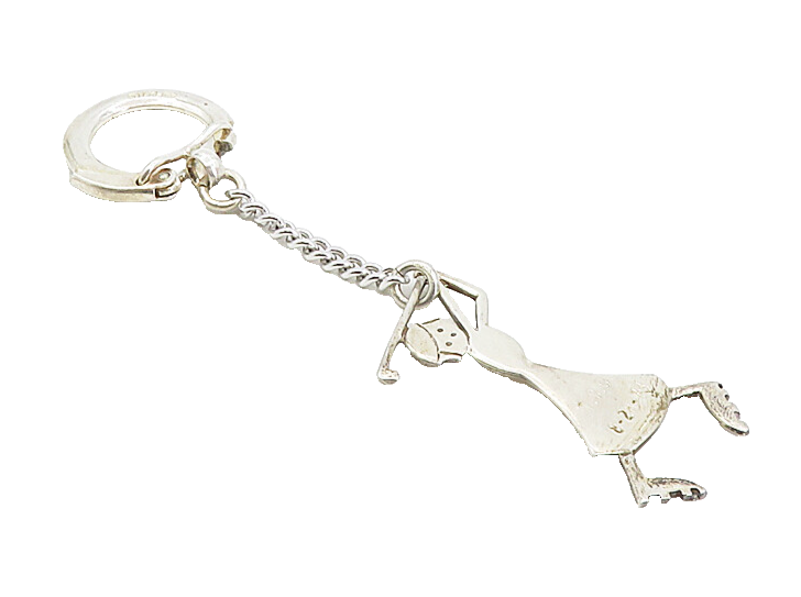 DOSKOW 925 Sterling Silver  Vintage Shiny Woman Playing Golf Key Chain  TR1474