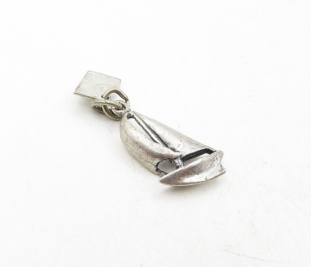 925 Sterling Silver  Vintage Petite Dark Tone Sail Boat Motif Pendant  PT6855