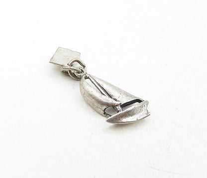 925 Sterling Silver  Vintage Petite Dark Tone Sail Boat Motif Pendant  PT6855