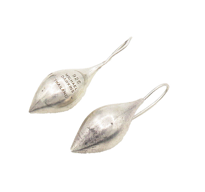 MICHAEL DAWKINS 925 Silver  Vintage Shiny Rain Drop Dangle Earrings  EG9281