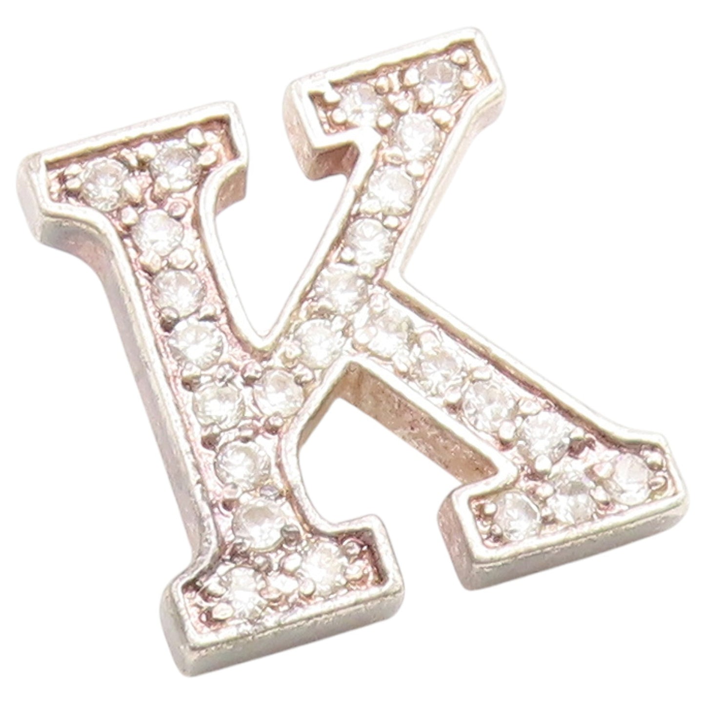 925 Sterling Silver Vintage Pendant Classic CZ Initial K Monogram Charm  PT26605