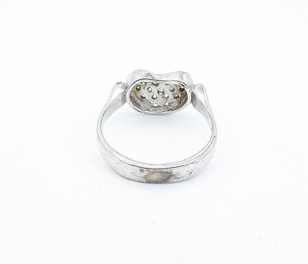 925 Sterling Silver  Vintage Topaz Love Heart Shiny Band Ring Sz 8.5  RG7163