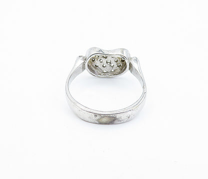 925 Sterling Silver  Vintage Topaz Love Heart Shiny Band Ring Sz 8.5  RG7163