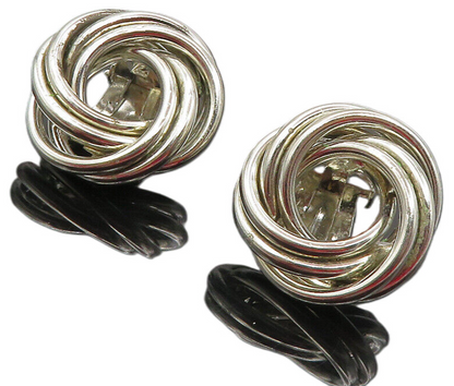 925 Sterling Silver  Vintage Shiny Spiral Knot Non Pierce Earrings  EG4734