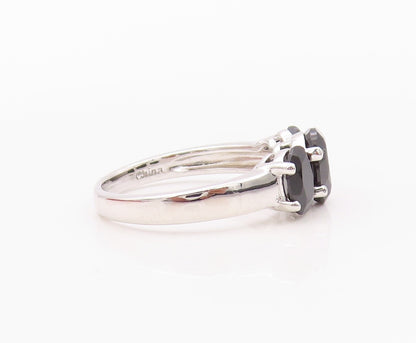 925 Sterling Silver Vintage Ring Oval Cut Three Stone Spinel Band  SZ 8  RG32035