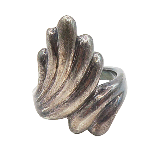 925 Sterling Silver  Vintage Oxidized Fluted Bypass Band Ring Sz 6  RG9083