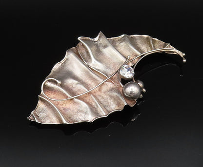 AVI SOFFER ISRAEL 925 Silver  Vintage Large Cubic Zirconia Brooch Pin  BP10030