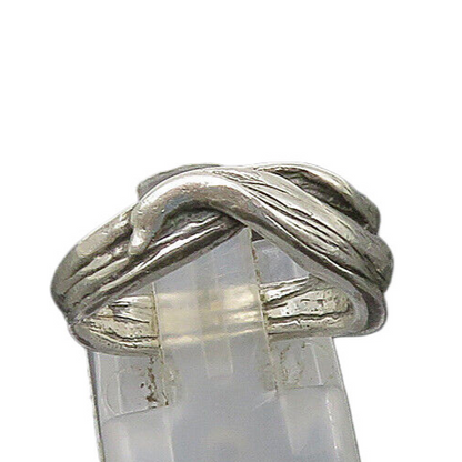 925 Sterling Silver  Vintage Shiny Modernist Sculpted Band Ring Sz 5  RG21429