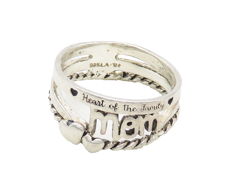925 LA Sterling Silver  Vintage Shiny Mom Love Twist Band Ring Sz 7  RG19784