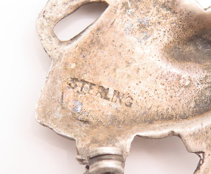 925 Sterling Silver Vintage Brooch Pin Antique Small Girl With Basket  BP10656