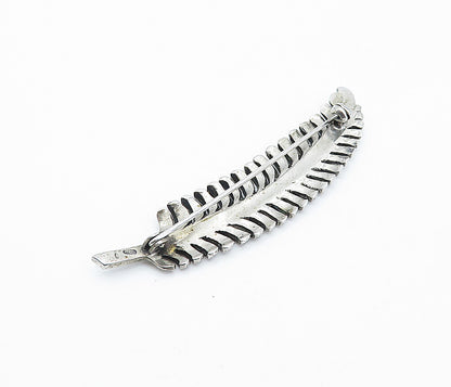 BELGIUM 925 Sterling Silver  Vintage Sparkling Feather Brooch Pin  BP1361