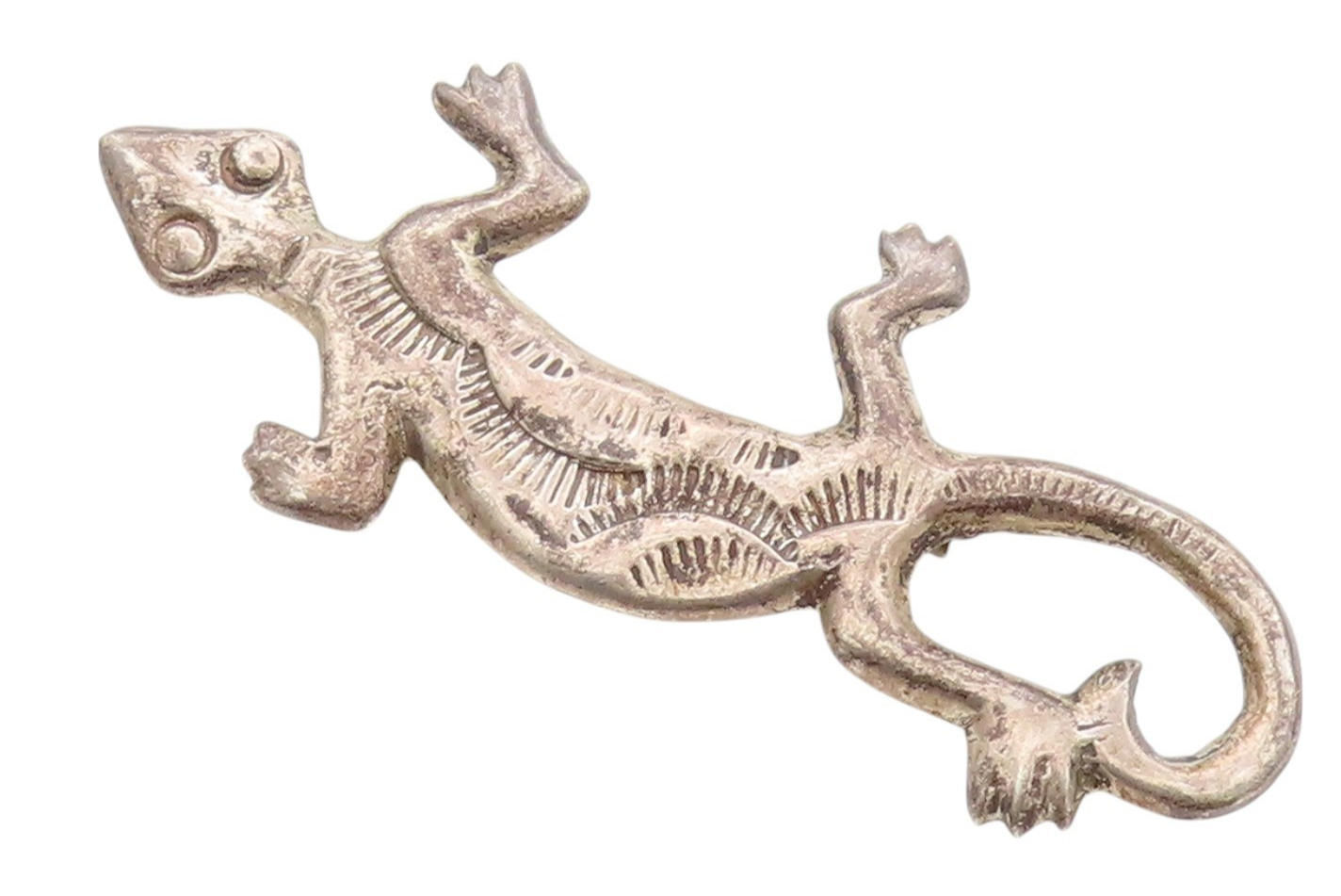925 Sterling Silver Vintage Brooch NAVAJO Antique Etched Lizard  BP11604