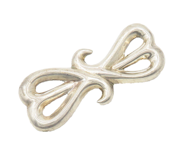 925 Sterling Silver  Vintage Shiny Double Love Heart Smooth Brooch Pin  BP7206