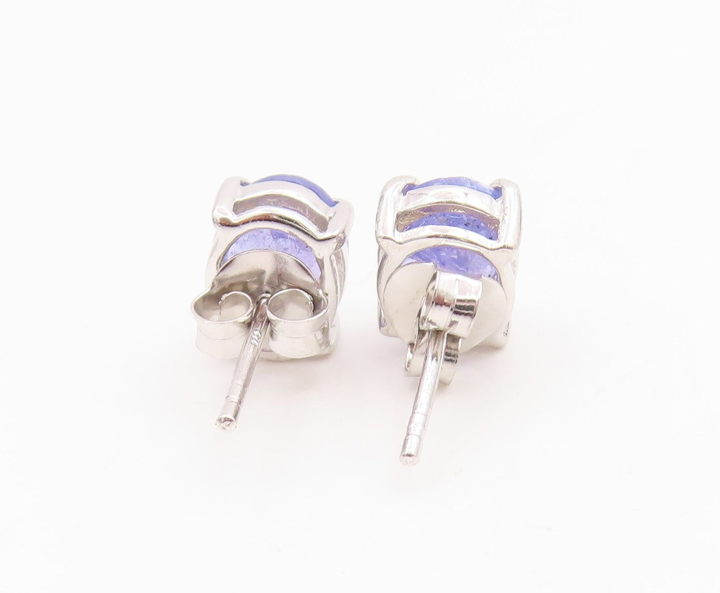925 Sterling Silver Vintage Earrings Minimalist Oval Cut Tanzanite Stud  EG14273