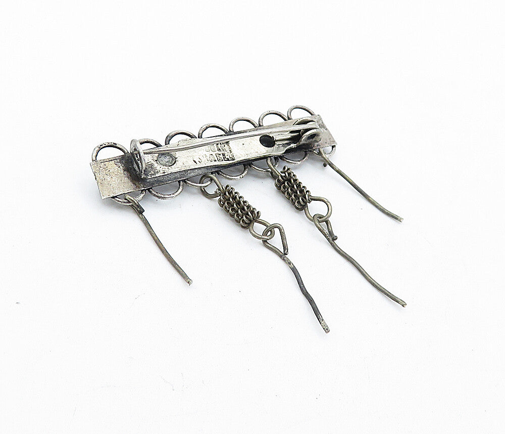 ISRAEL 925 Sterling Silver  Vintage Oxidized Dangling Twist Brooch Pin  BP1583