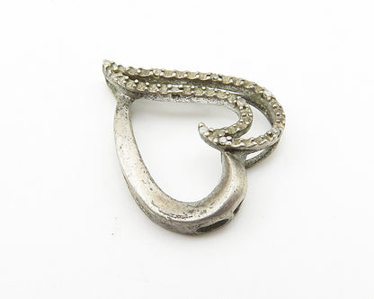 925 Sterling Silver  Vintage Genuine Diamonds Petite Love Heart Pendant PT8318