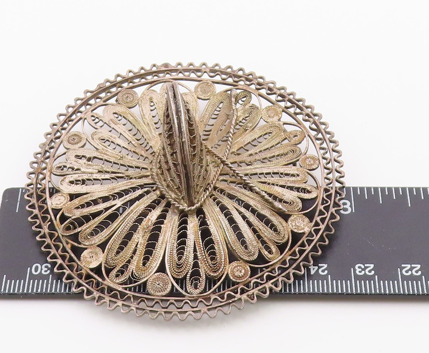 MEXICO 925 Silver  Vintage Antique Filigree Heavy Sombrero Brooch Pin  BP8080