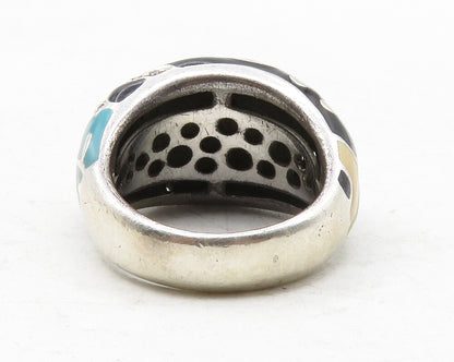 BELLE ETOILE 925 Sterling Silver Cubic Zirconia Enamel Band Ring Sz 7  RG12614